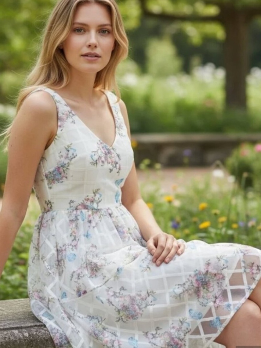 Maeve Anthropologie Dress Women White Floral Peony Garden Mini Cottagecore - Picture 4 of 7